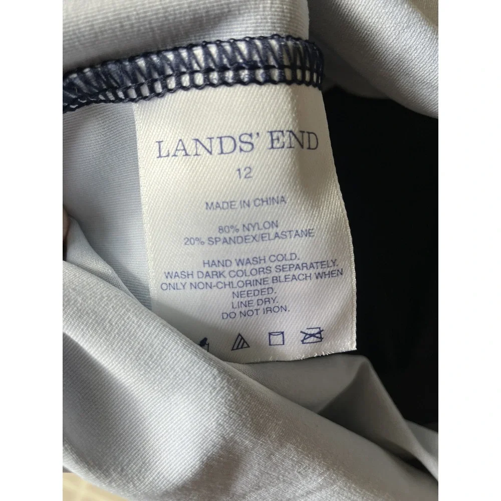Lands' End Sz 12 Tankini Top Navy Blue Polka Dot Unlined‎ Underwire Support